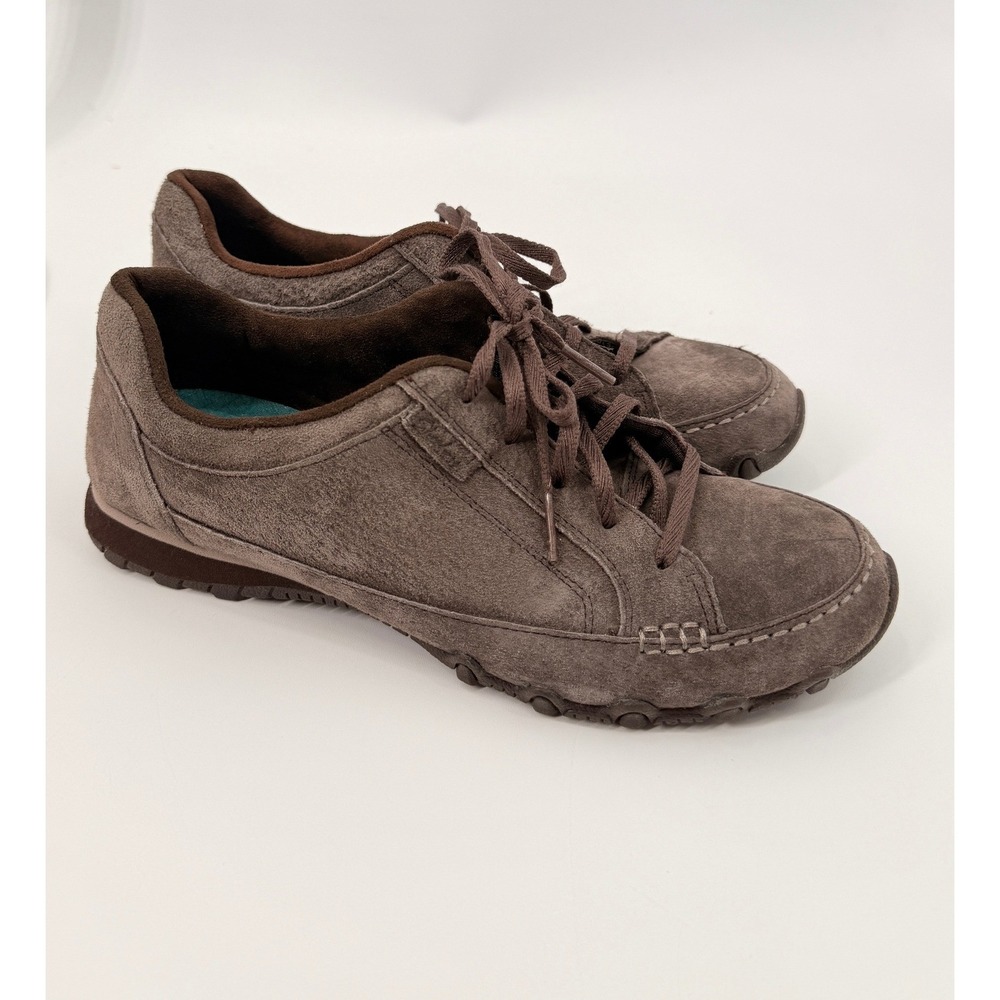 Skechers Relaxed Fit Sneaker Womens 8 Brown Suede Memory Foam Comfort Shoe